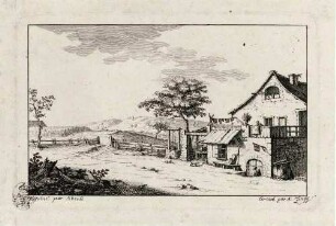 Bauernhaus mit Ziehbrunnen links, Blatt 13 einer Serie von 14 Landschaften