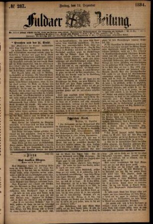 Ausgabe vom Freitag, den 12. Dezember 1884.