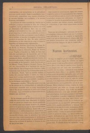 Nuevos horizontes. : Al excelso escritor don Rafael Delgado.