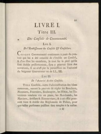 21-33, Titre III. - Titre IV.