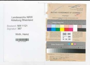 Entnazifizierung Heinz Wirth , geb. 01.09.1910 (Verwaltungsangestellter)