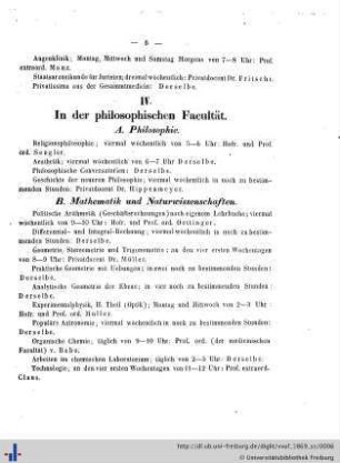 IV. In der philosophischen Facultät.