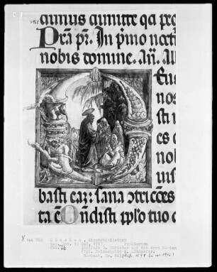 Psalterium — Initiale D (eus), darin Christus erscheint den drei Marien, Folio 76