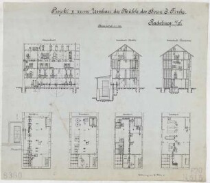 Technische Zeichnung : Projekt 2 zum Umbau der Mühle des Herrn J. Finke, Radeburg in Sachsen