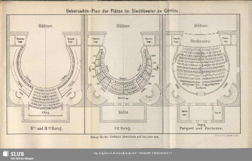 Uebersichts-Plan der Plätze im Stadttheater zu Görlitz