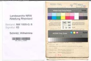 Entnazifizierung Wilhelmine Schmitz , geb. 13.09.1899 (Sekretaerin)