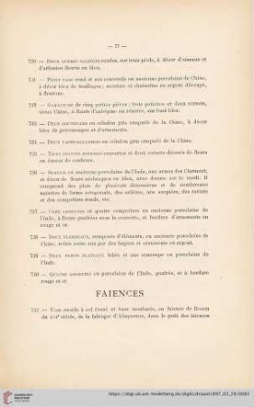 Faiences (Nr. 741 - 785)
