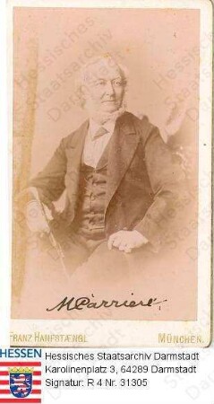 Carrière, Moritz, Prof. Dr. phil. (1817-1895) / Porträt, linksblickend, sitzend, Halbfigur, mit eigenhändiger Unterschrift