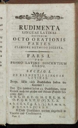 Sectio I. De elementis linguae Latinae.