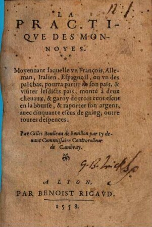 La practique des monnoyes