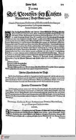 Key. Maximilians deß I. Wahl und Crönungs Proceß/An. 1486