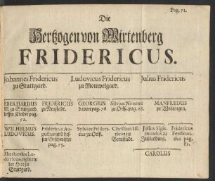 Die Hertzoge von Wirtemberg.