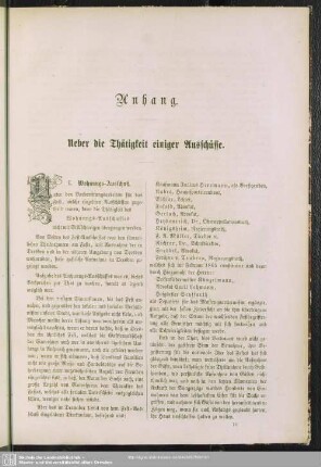 Ueber die Thätigkeit einiger Ausschüsse