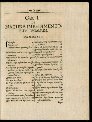 Cap. I. De Natura Impedimentorum Legalium.