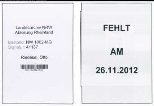 Entnazifizierung Otto Riedesel , geb. 05.06.1901 (Arbeiter)
