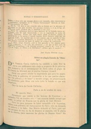 Sobre un plagio francés de "Amalia"