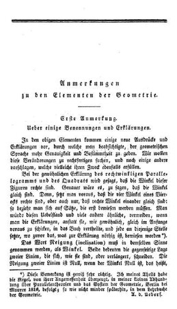 Anmerkungen zu den Elementen der Geometrie.