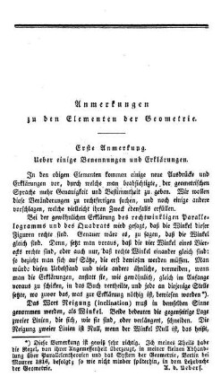 Anmerkungen zu den Elementen der Geometrie.