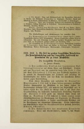 1789-1813 A. Die Zeit der großen französischen Revolution. Die Revolutionskriege und das französische Kaiserreich der Revolution bis zu seiner Machthöhe