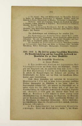 1789-1813 A. Die Zeit der großen französischen Revolution. Die Revolutionskriege und das französische Kaiserreich der Revolution bis zu seiner Machthöhe