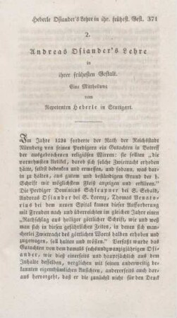 371-414 Andreas Osiander's Lehre in ihrer frühesten Gestalt