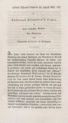 371-414 Andreas Osiander's Lehre in ihrer frühesten Gestalt
