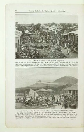 46. Der Kamerunberg (4070 m) und der Ort Viktoria; Dualaboote, Faktoreien