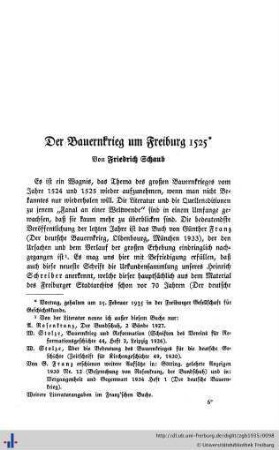 Der Bauernkrieg um Freiburg 1525.