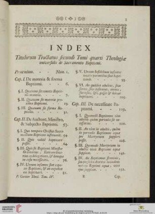 Tomi Quarti. Tractatus Secundus de Sacramento Baptismi