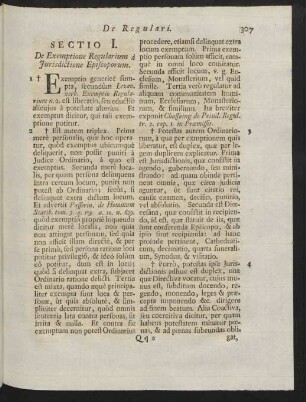 Sectio I. De Exemptione Regularium à Jurisdictione Episcoporum.