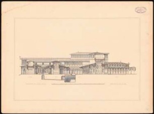 Rekonstruktion der Villa Laurentinum bei Ostia nach der Beschreibung Plinius des Jüngeren: Längsschnitt A-B