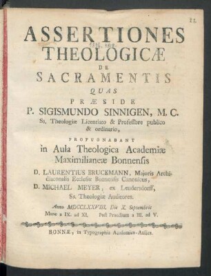 Assertiones Theologicæ De Sacramentis