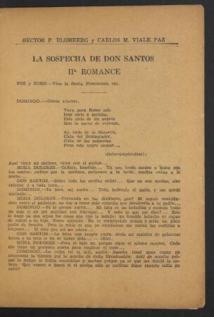 La sospecha de Don Santos - II°. Romance