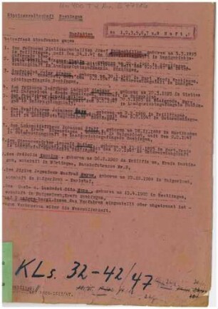 Kronenbitter, Josef, Justizangestellter, Haigerloch: Strafakte KLs 32-42/47 Kronenbitter, Josef, Justizangestellter, Haigerloch u.a, Qu.1-73, Qu.58: Urteil