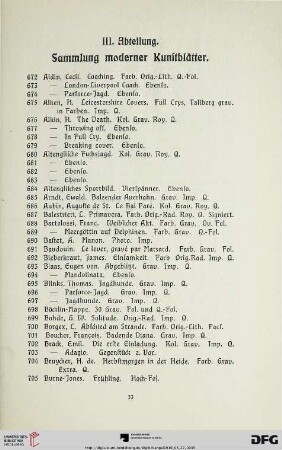 Sammlung moderner Kunstblätter (Nr. 672-894)