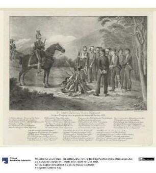 Die letzten Zehn vom vierten Regiment bei ihrem Übergange über die polnische Gränze im Herbste 1831