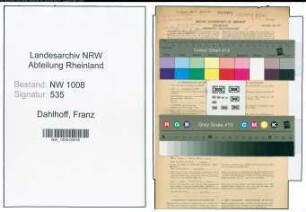 Entnazifizierung Franz Dahlhoff , geb. 29.12.1887 (Landwirt)