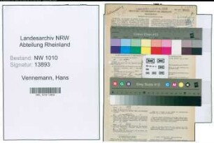 Entnazifizierung Hans Vennemann , geb. 15.11.1912 (Arbeiter)