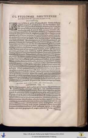 Ptolemaeus, Claudius: Apotelesmatōn, quod quadripartitum vocant, libri quattuor. (VD16 P 5253)