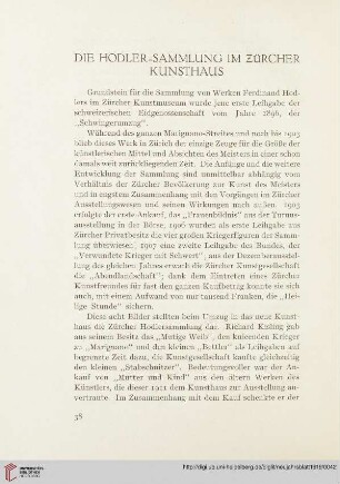 Die Hodler = Sammlung im Zürcher Kunsthaus