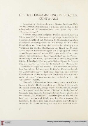 Die Hodler = Sammlung im Zürcher Kunsthaus