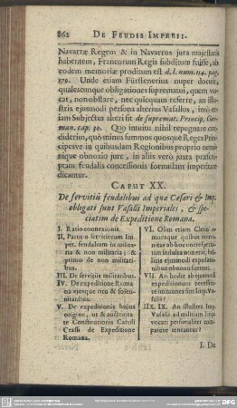Caput XX. De servitius feudalibus ad quae Caesari & Imp. obligati sunt Vasalli Imperiales, & speciatim de Expeditione Romana