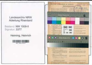 Entnazifizierung Heinrich Heiming , geb. 24.01.1906 (Lagerverwalter)