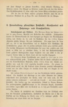 II. Verarbeitung pflanzlicher Rohstoffe; Großhandel mit Nahrungs- und Genußmitteln.