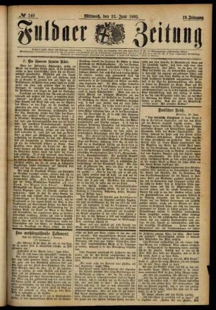 Ausgabe vom Mittwoch, den 22. Juni 1892.