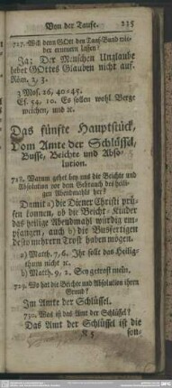 Das fünfte Hauptstück, Vom Amte der Schlüssel, Busse, Beichte und Absolution