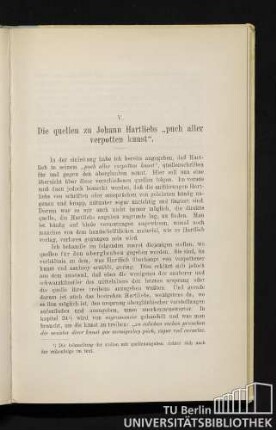 V. Die quellen zu Johann Hartliebs "puch aller verpotten kunst".