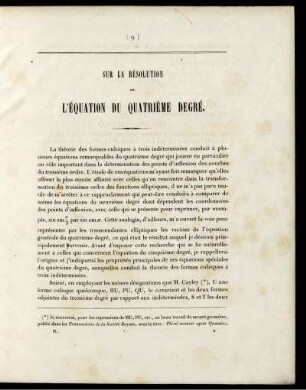 Sur la résolution de l´equation du quatrième degré.