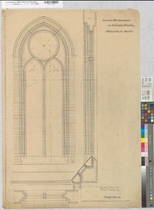 Hiltrup (Münster) Herz Jesu Missionshaus Kapelle Schiffenster 1897 1 : 10 97 x 70 Zeichnung Franz Wucherpfennig, Architekt Nachlaß Wucherpfennig