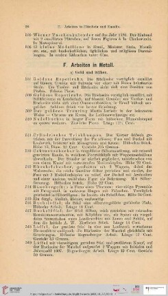 F. Arbeiten in Metall (Nr. 507-605)